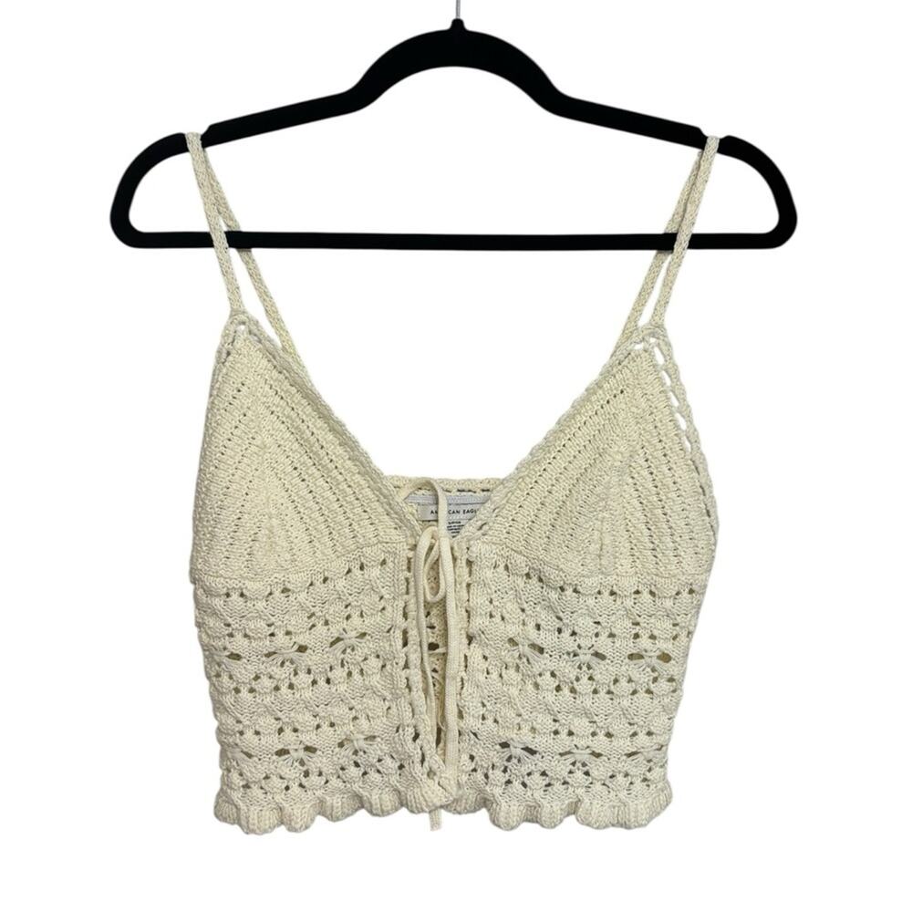 NWOT American Eagle Boho Music Festival Crochet Tie Front Cami Tank - Size S